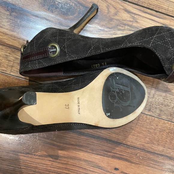 Christian Dior brown suede quilted peep toe heels size 37 - Picture 8 of 8